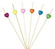 100 Pcs Bamboo Fruit Picks Fancy Cocktail Sticks Appetizer Toothpicks, Heart-2