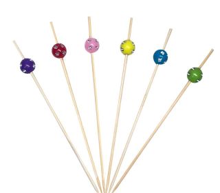 100 Pcs Bamboo Fruit Picks Fancy Cocktail Sticks Appetizer Toothpicks [E]