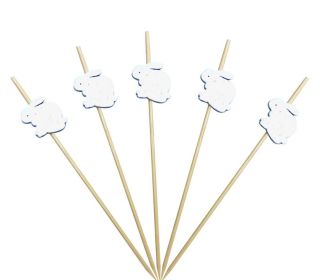 100 Pcs Bamboo Fruit Picks Fancy Cocktail Sticks Appetizer Toothpicks, Rabbit