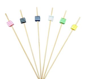 100 Pcs Bamboo Fruit Picks Fancy Cocktail Sticks Appetizer Toothpicks [I]