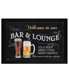 "Welcome to Our Bar" by Artisan Debbie Dewitt; Ready to Hang Framed Print; Black Frame