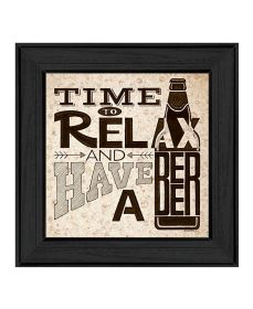 "Beer -Time to Relax" by Artisan Deb Strain; Ready to Hang Framed Print; Black Frame