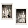 "Moody Gray Glassware Still Life" 2-Piece Vignette by Bluebird Barn; White Frame