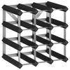 Wine Rack for 12 Bottles Black Solid Pine Wood