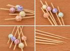 100 Pcs Bamboo Fruit Picks Fancy Cocktail Sticks Appetizer Toothpicks, Football