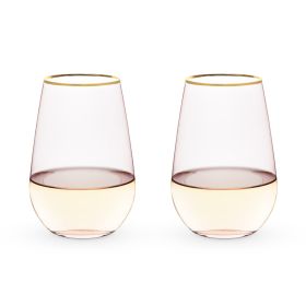 Rose Crystal Stemless Wine Glass by Twine Living® (Set by of 2)