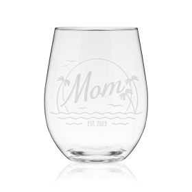 Beach Mom, Est. 2023 Stemless Wine Glass