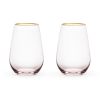 Rose Crystal Stemless Wine Glass by Twine Living® (Set by of 2)