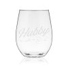Hubby Script Stemless Wine Glass