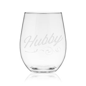 Hubby Script Stemless Wine Glass