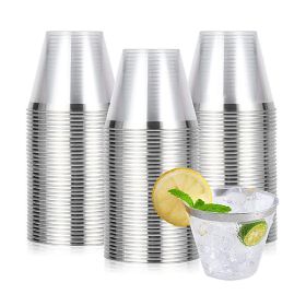 10/50/100pcs Gold Plastic Cups Disposable Transparent Plastic Cup Wine Glass Champagne Cup Birthday Wedding Decor Party Supplies (Color: Sliver)