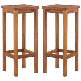 Bar Chairs 2 pcs Solid Acacia Wood (Color: Brown)