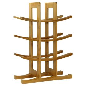 Elegant Modern Asian Style 12-Bottle Wine Rack  In Natural Bamboo (Color: Wood)