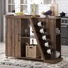 Kitchen Island Cart on Wheels with Adjustable Shelf and 5 Wine Holders, Storage Cart for Dining Room, Kitchen